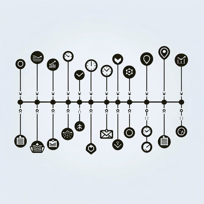 DALL·E 2024-02-09 11.15.53 - Design a straightforward and business-appropriate graphic that represents the concept of a timeline or chronology. This graphic should feature a simpl