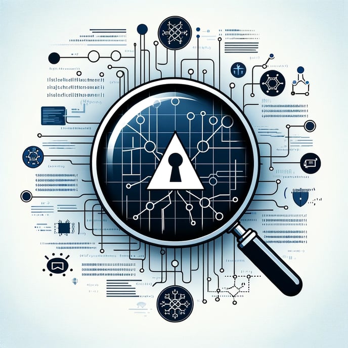DALL·E 2024-02-09 15.53.25 - Create a professional and straightforward graphic symbolizing the concept of _Analysis_ with a focus on cybersecurity or analyzing a cyber attack. The